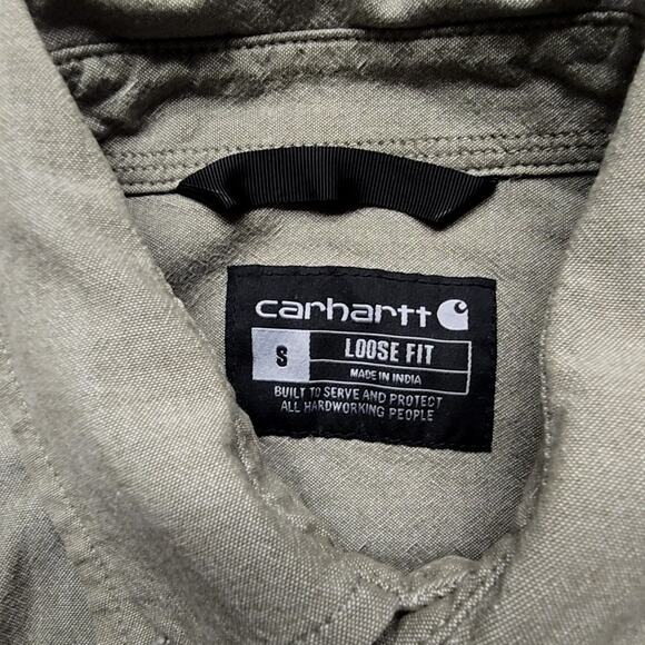 Carhartt Mens Loose Fit Short Sleeve Button Up Small Gray Ripstop Outdoor Shirt - Picture 6 of 10